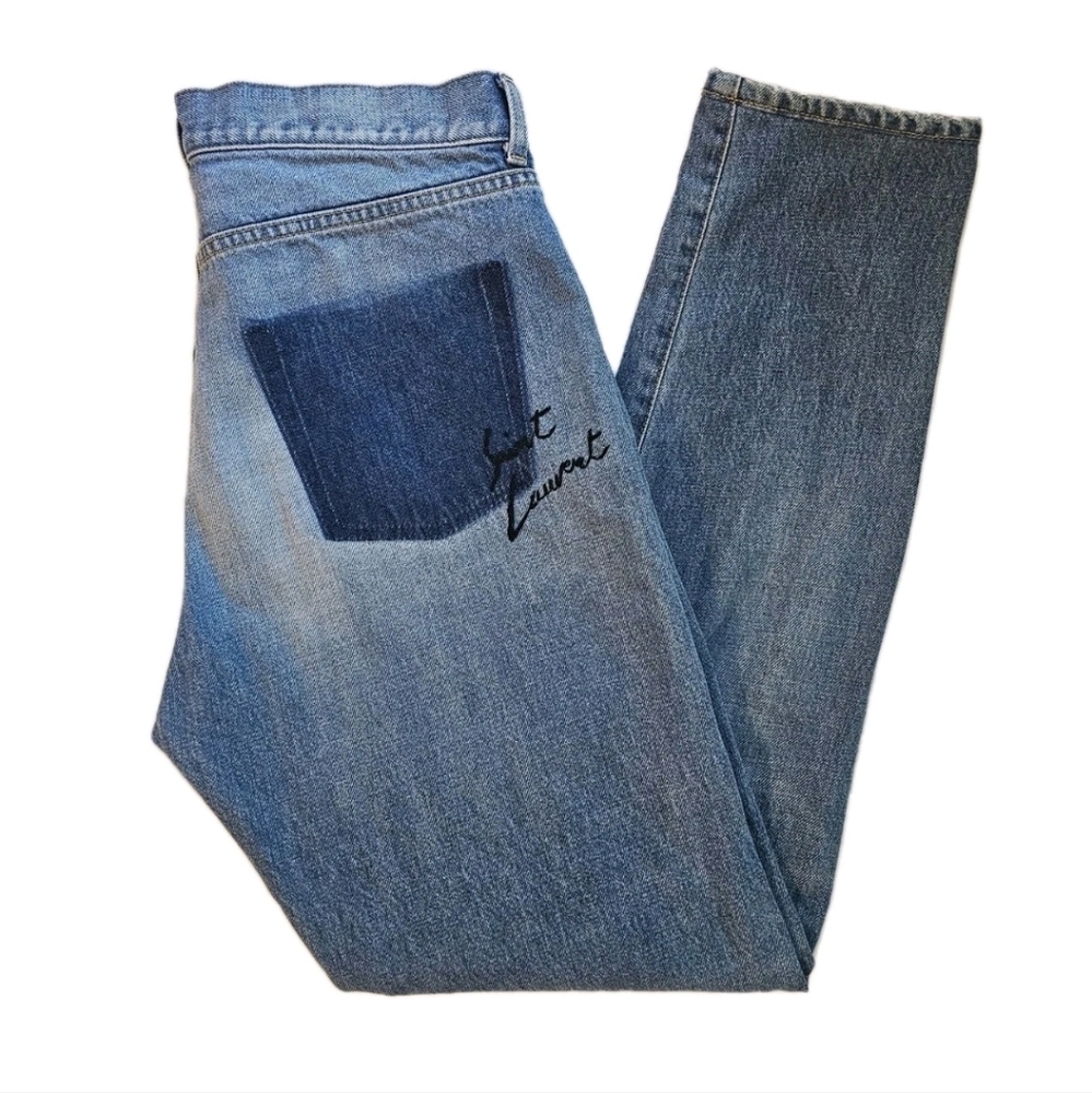Saint Laurent 2017 Signed Pocket Blue Jeans 100% AUTHENTIC size M/30 - Picture 3 of 16